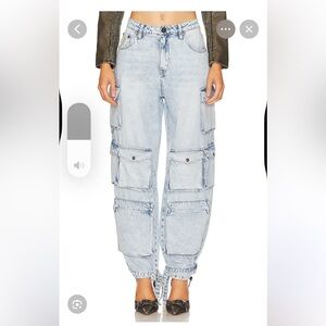 One Teaspoon Light Blue Denim Cargo Pants
